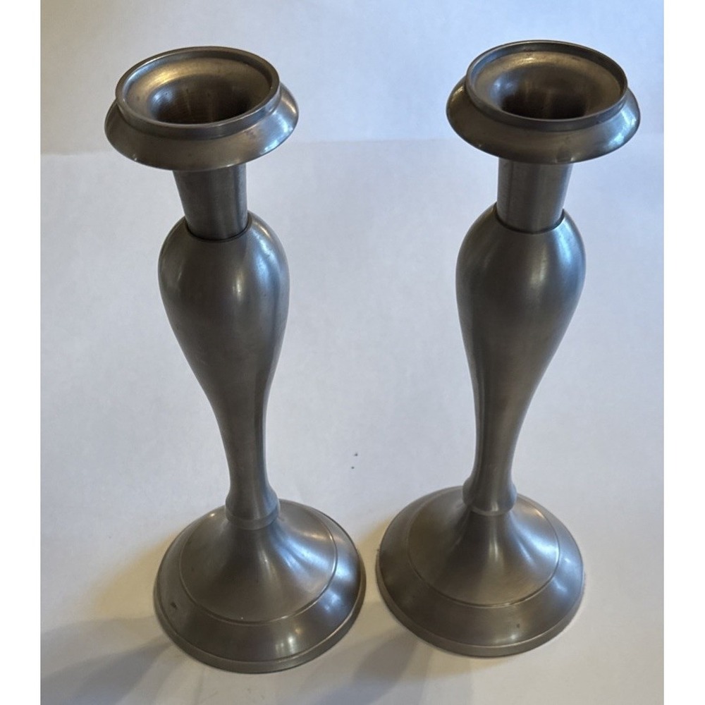 Vintage Bombay 2‎ Brushed Pewter 10" Candlesticks